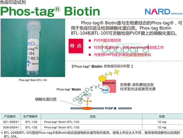 磷酸标记生物素免疫印迹试剂 Phos-tag Biotin BTL-104-WAKO和光纯药