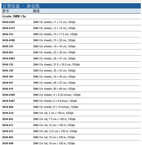 3030-614-英国Whatman 3mm纤维素层析纸 2cm*100m/卷